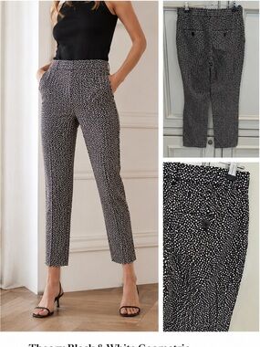 Theory Black and White Geometric Print Women's Pants. 00